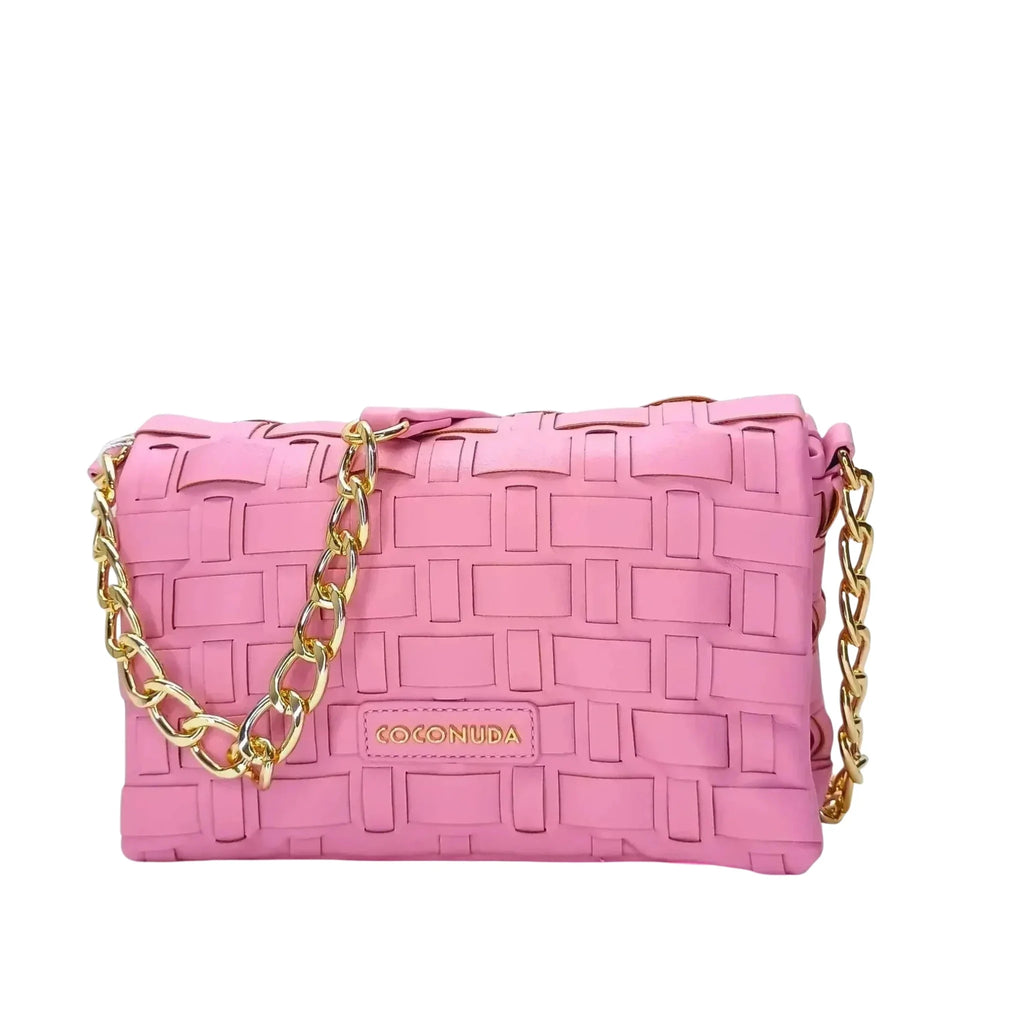 Coconuda Borsa Intrecciata Argento a Tracolla in Ecopelle con Dettagli Dorati - Stile Donna Bags
