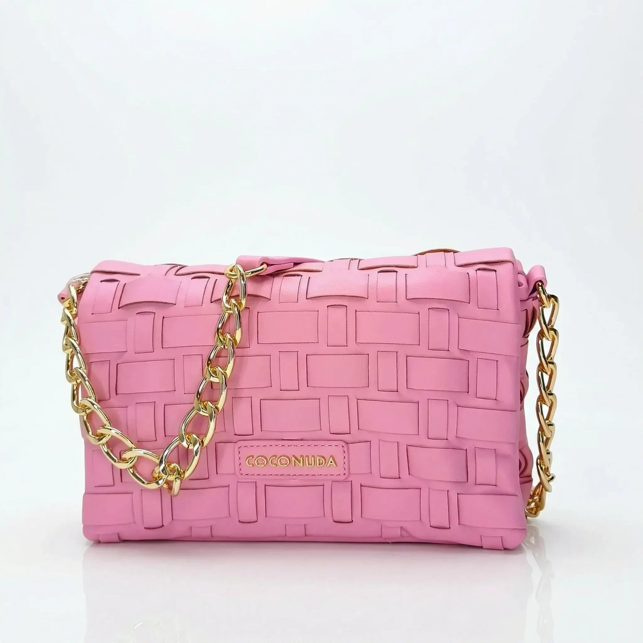 Coconuda Borsa Intrecciata Argento a Tracolla in Ecopelle con Dettagli Dorati - Stile Donna Bags
