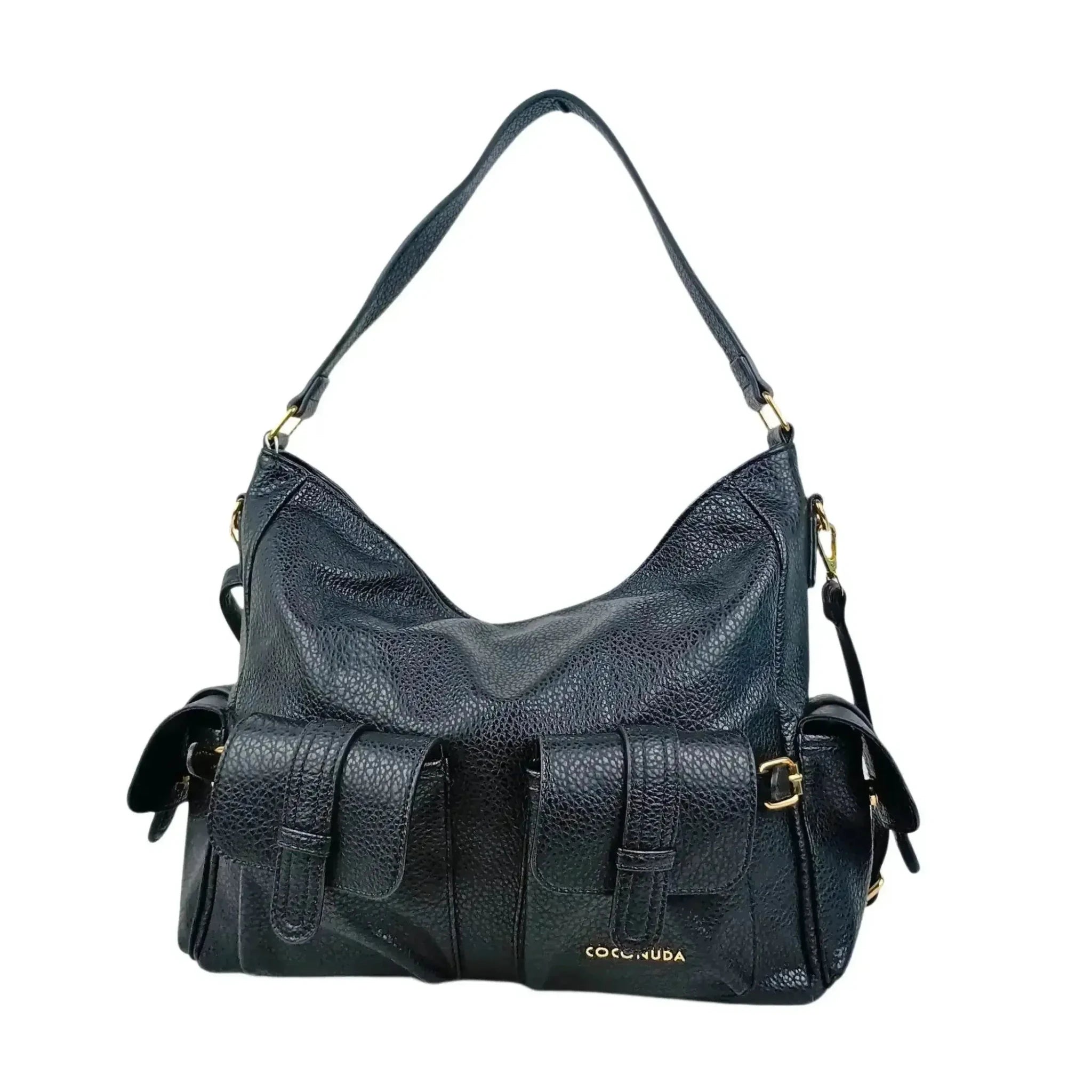Coconuda Borsa Shopper in Ecopelle Nera con Tasche Multiple - Stile Donna Bags