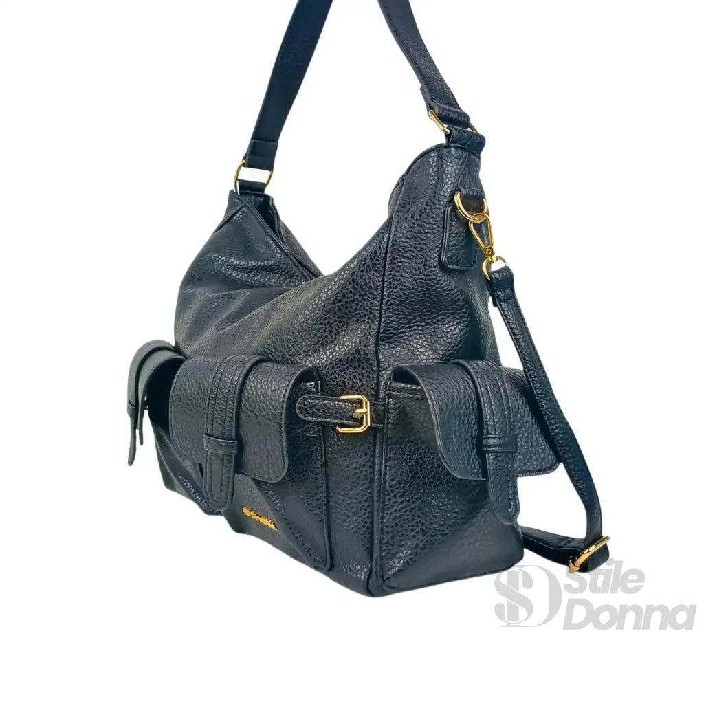 Coconuda Borsa Shopper in Ecopelle Nera con Tasche Multiple - Stile Donna Bags