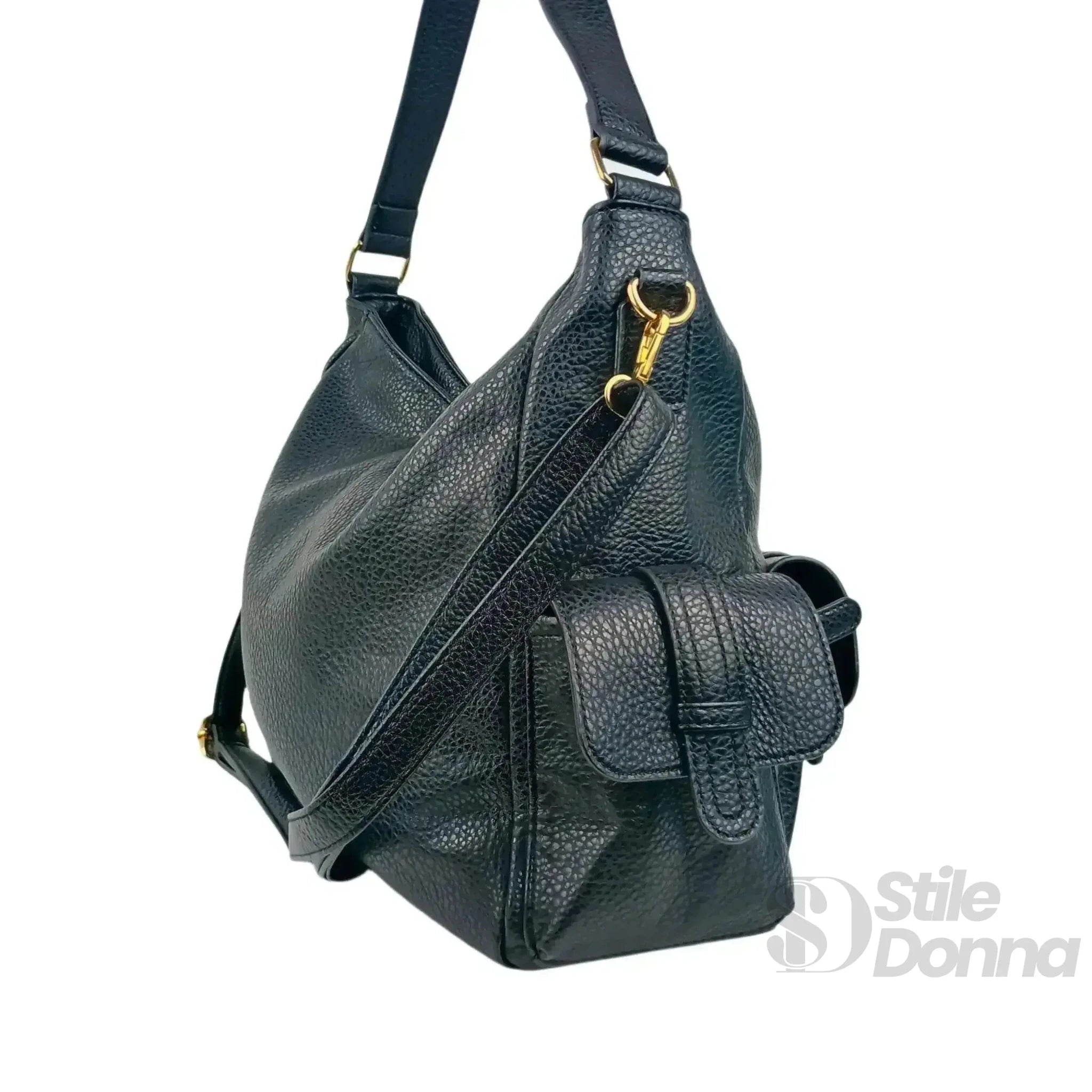 Coconuda Borsa Shopper in Ecopelle Nera con Tasche Multiple - Stile Donna Bags