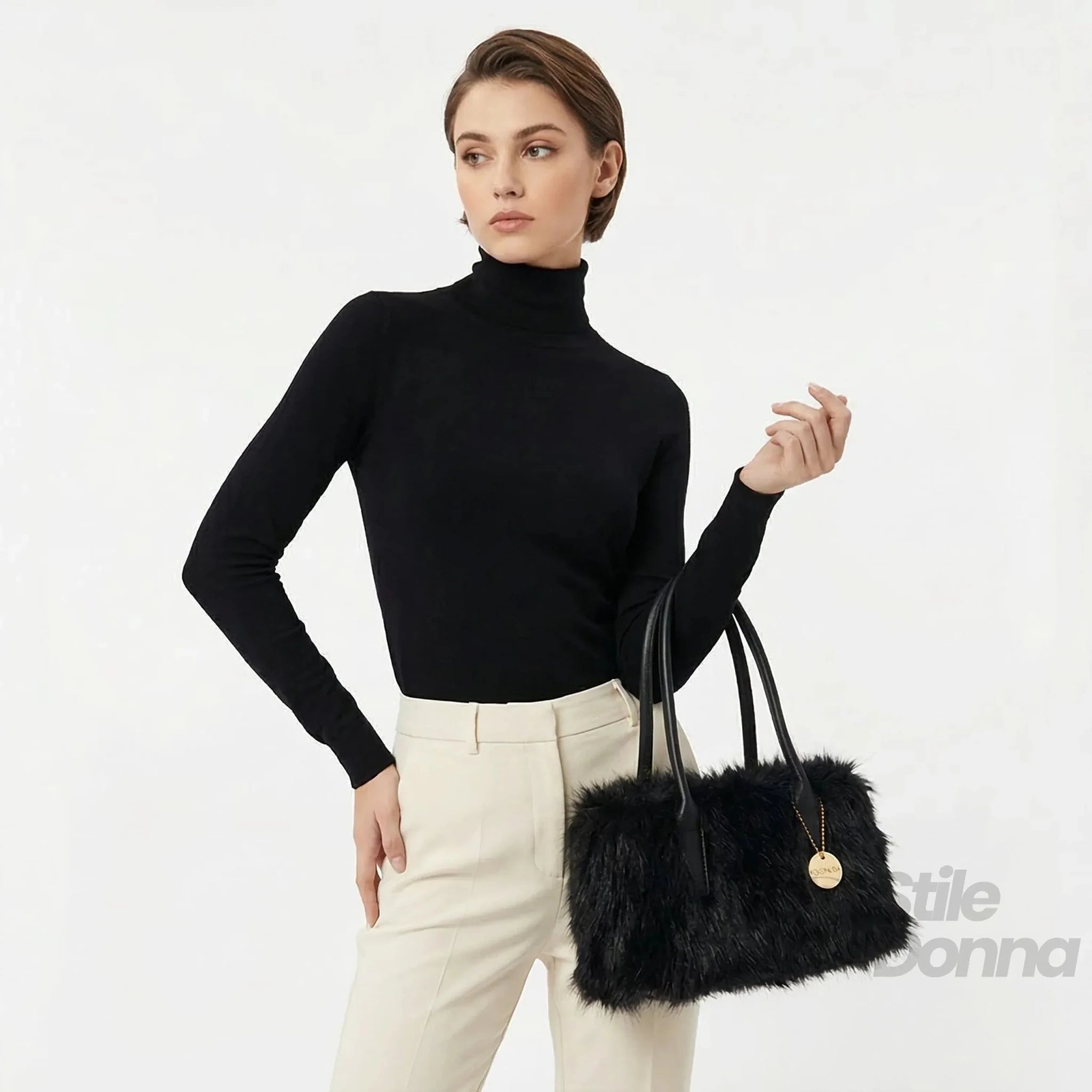 Coconuda Borsa a Mano in Ecopelle e Pelliccia Sintetica - Stile Donna Bags