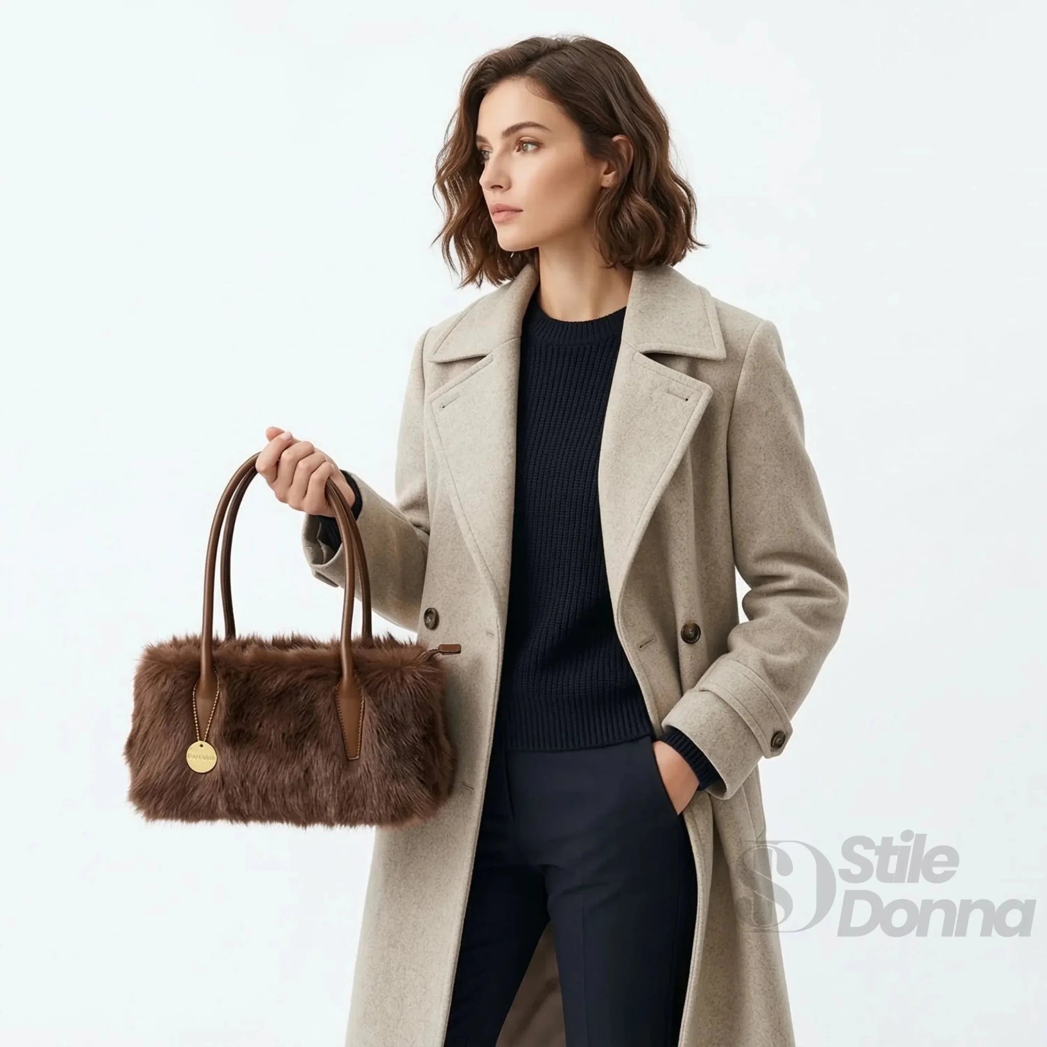 Coconuda Borsa a Mano in Ecopelle e Pelliccia Sintetica - Stile Donna Bags