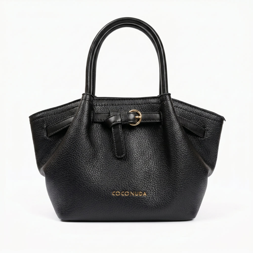 Coconuda Borsa a Mano in Ecopelle Martellata Nera - Stile Donna Bags