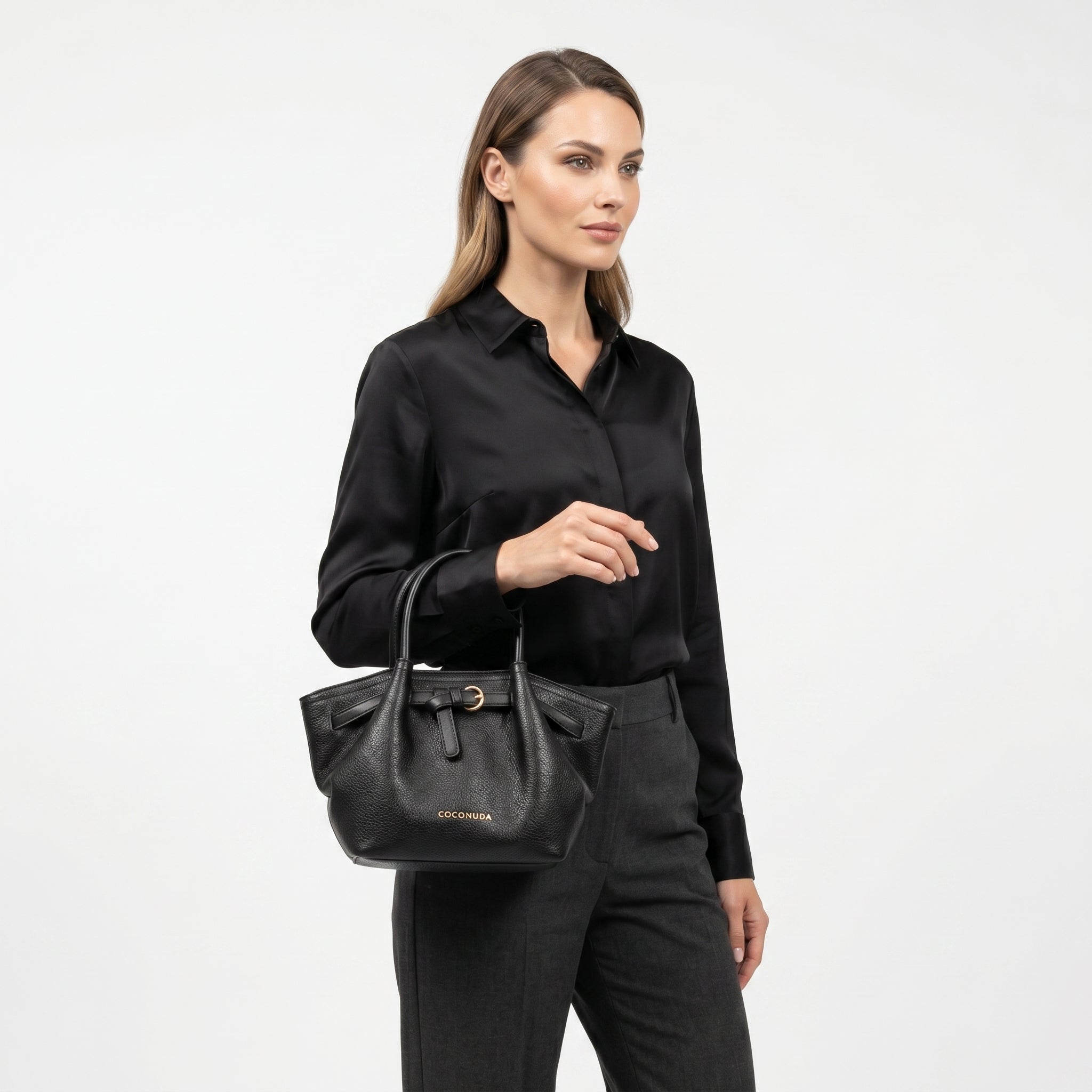 Coconuda Borsa a Mano in Ecopelle Martellata Nera - Stile Donna Bags