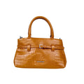 Coconuda Borsa a Mano in Pelle Verniciata Lucida Marrone Effetto Coccodrillo - Stile Donna Bags