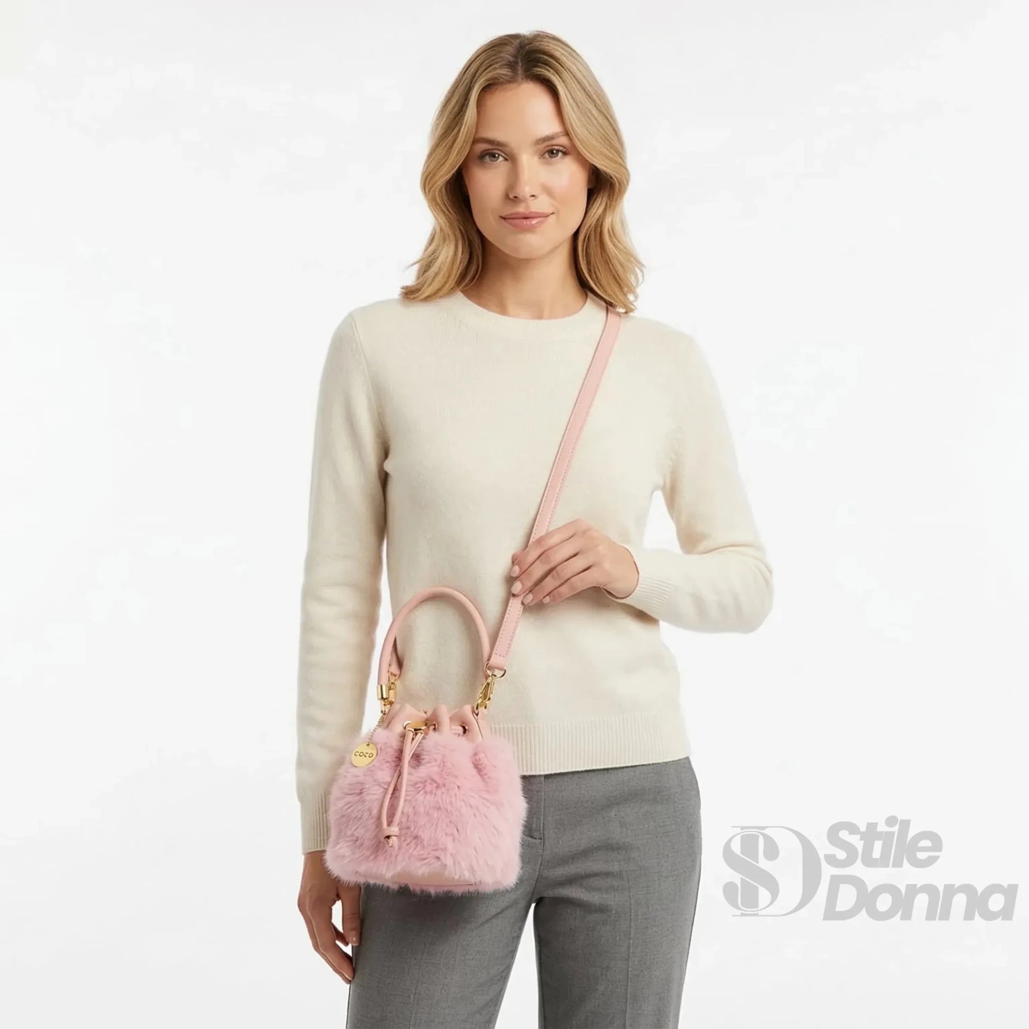 Coconuda Borsa a Secchiello in Pelliccia Sintetica - Stile Donna Bags