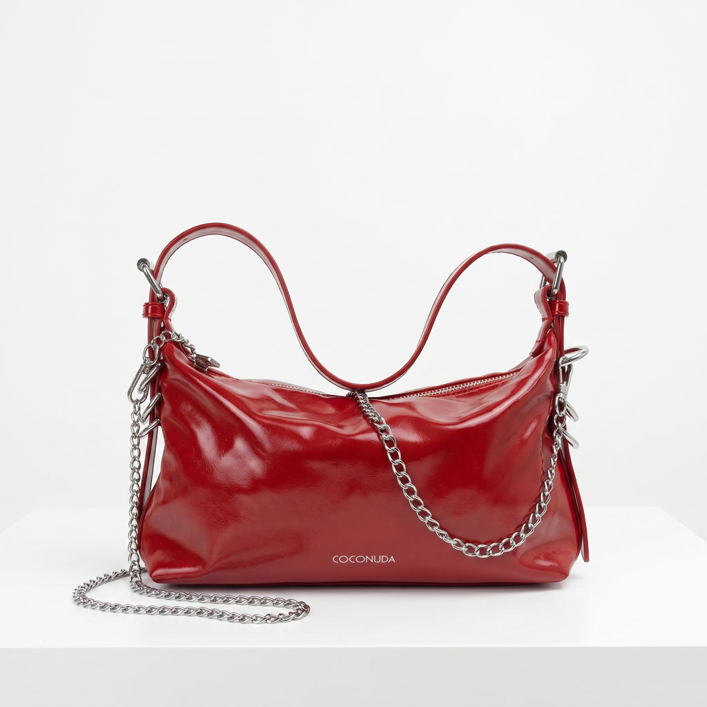 Coconuda Borsa a Tracolla in Ecopelle Verniciata con Catena - Stile Donna Bags