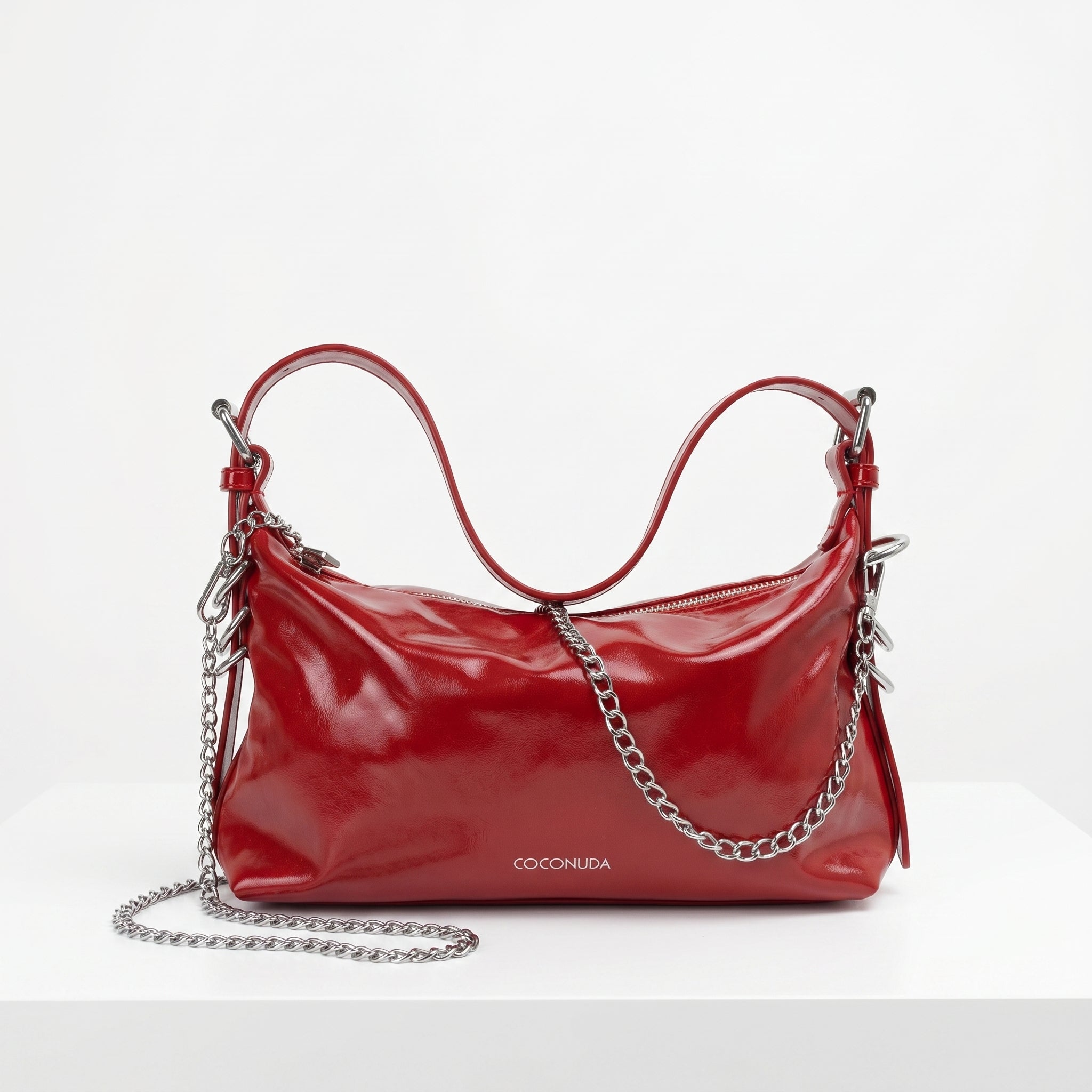 Coconuda Borsa a Tracolla in Ecopelle Verniciata con Catena - Stile Donna Bags