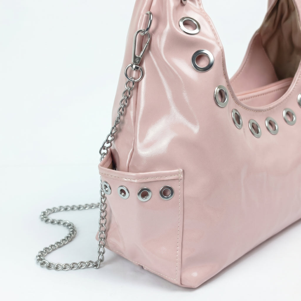 Coconuda Borsa a Tracolla in Ecopelle con Catena e Occhielli - Stile Donna Bags