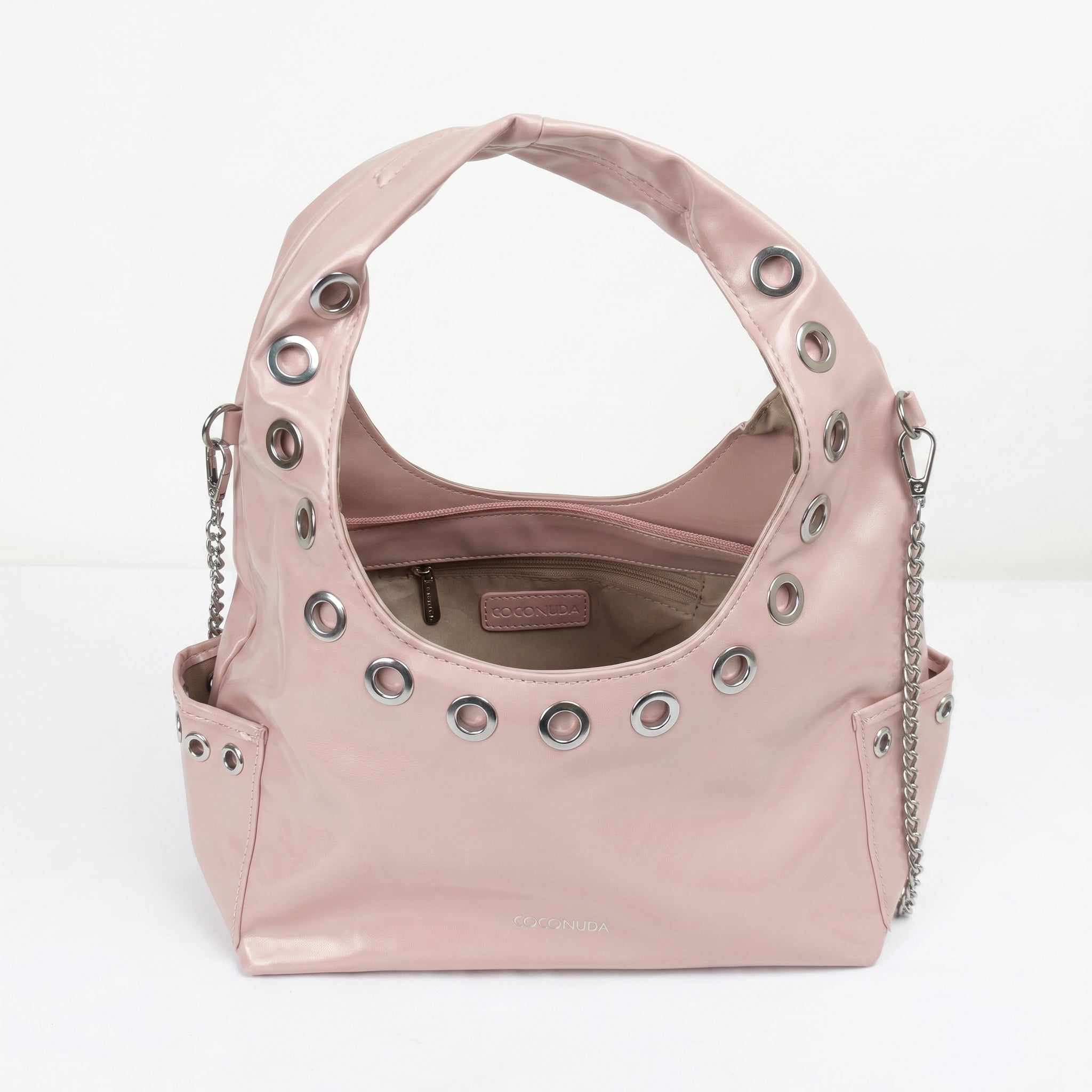 Coconuda Borsa a Tracolla in Ecopelle con Catena e Occhielli - Stile Donna Bags