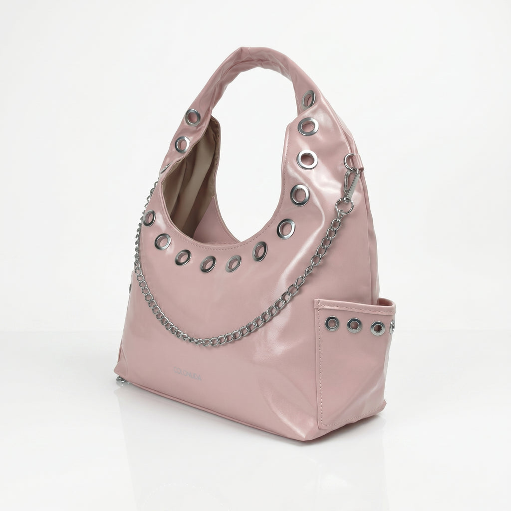 Coconuda Borsa a Tracolla in Ecopelle con Catena e Occhielli - Stile Donna Bags