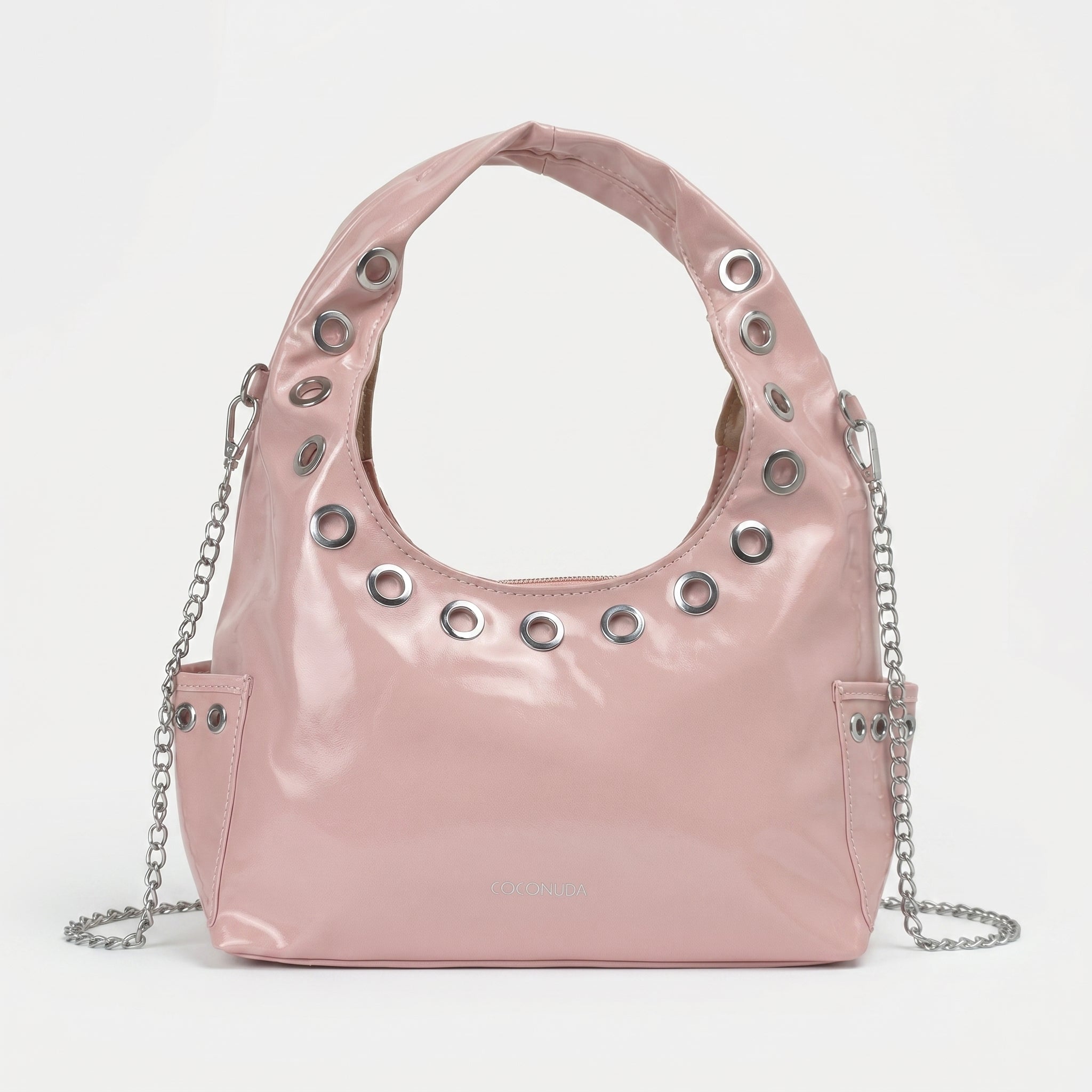 Coconuda Borsa a Tracolla in Ecopelle con Catena e Occhielli - Stile Donna Bags
