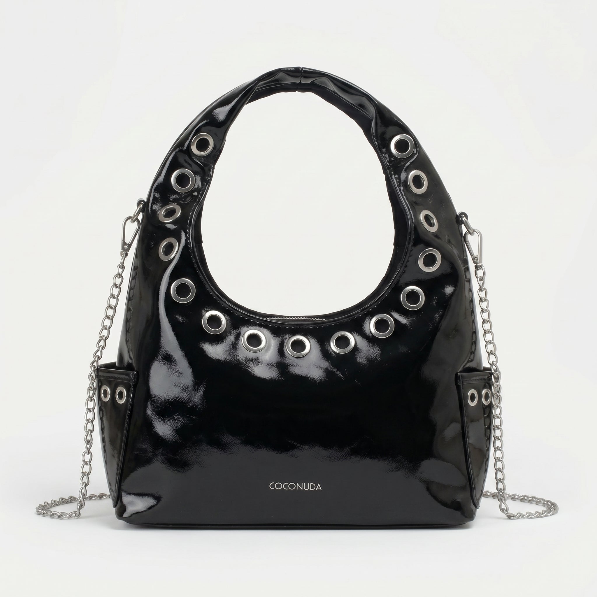 Coconuda Borsa a Tracolla in Ecopelle con Catena e Occhielli - Stile Donna Bags