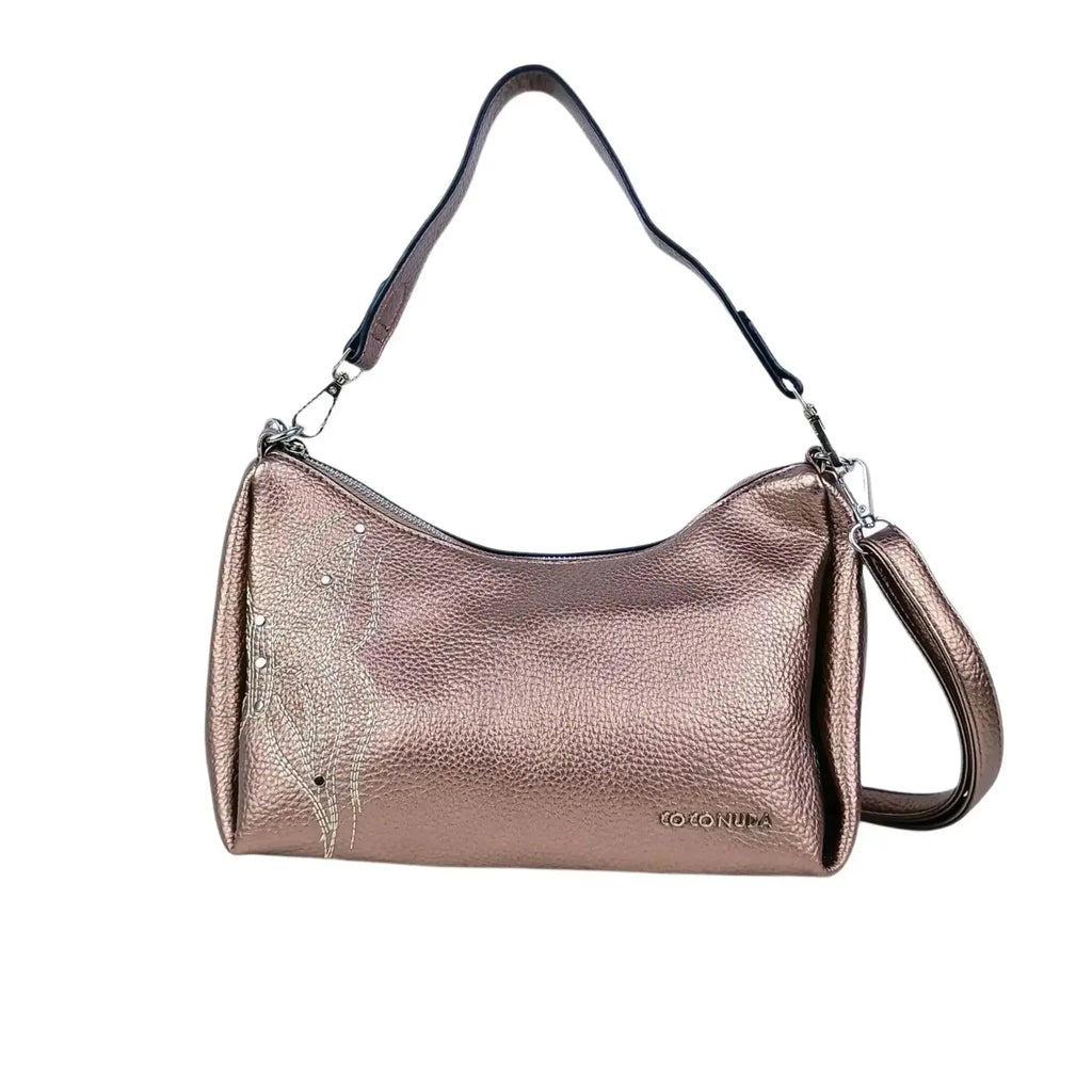 Coconuda Borsa in Ecopelle Rosa Oro Metallizzato con Perline - Stile Donna Bags