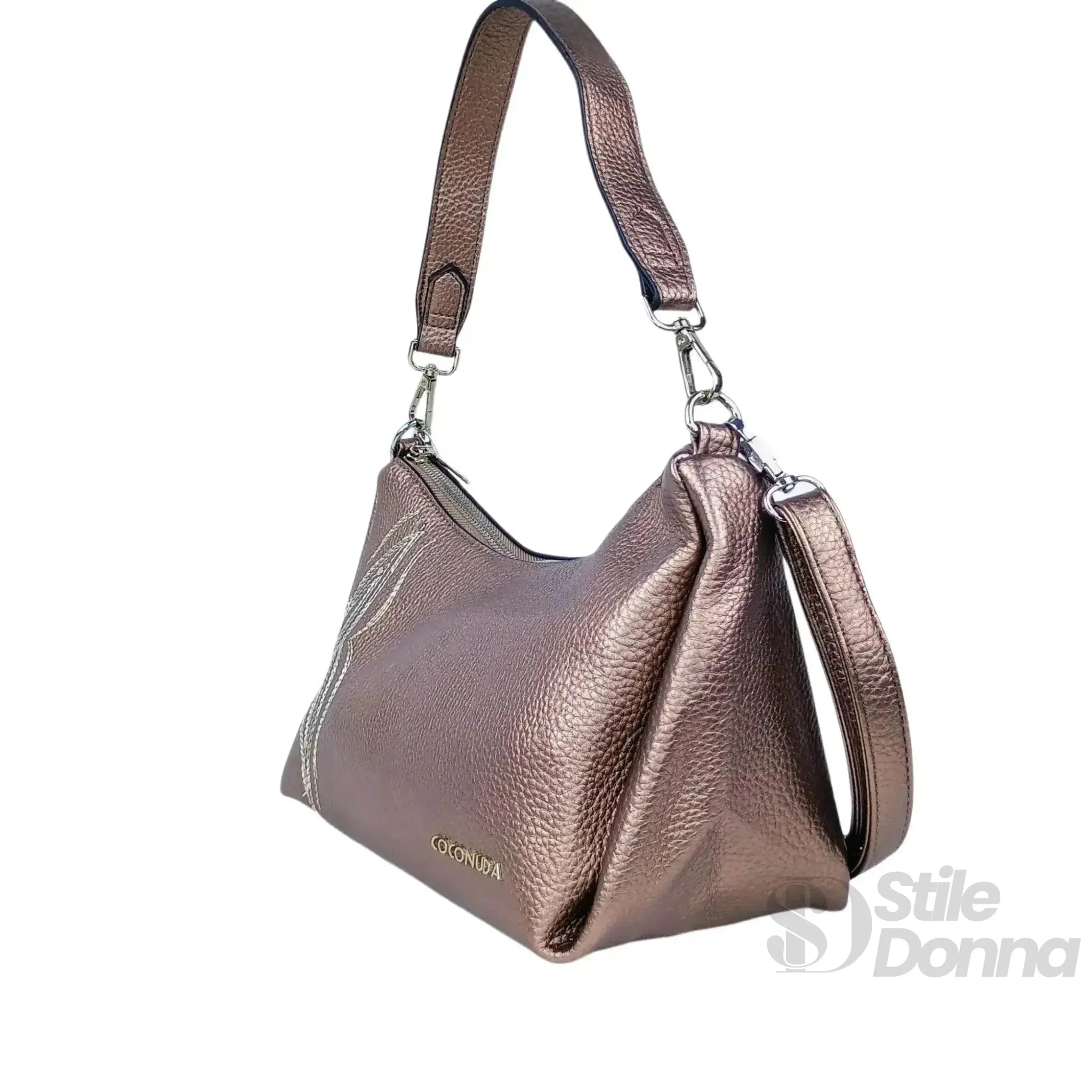 Coconuda Borsa in Ecopelle Rosa Oro Metallizzato con Perline - Stile Donna Bags