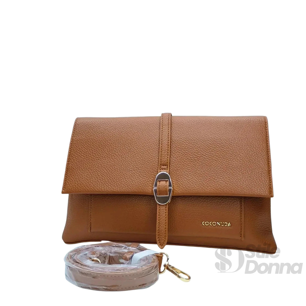 Coconuda Pochette in Ecopelle Marrone con Chiusura a Scatto - Stile Donna Bags