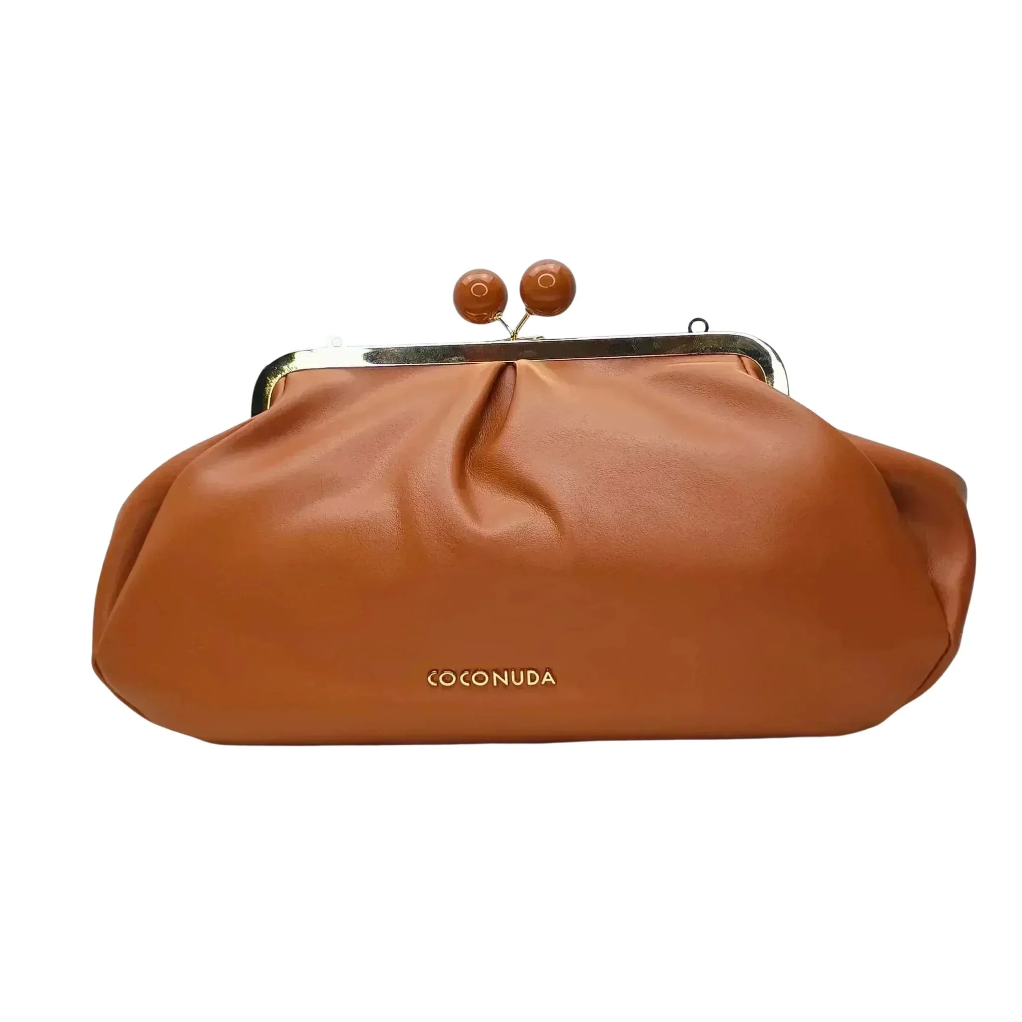 Coconuda Pochette in Ecopelle Marrone con Chiusura a Scatto e Tracolla - Stile Donna Bags