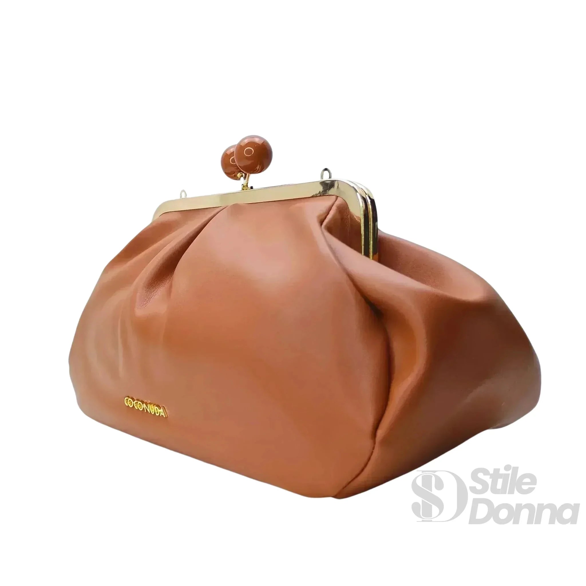 Coconuda Pochette in Ecopelle Marrone con Chiusura a Scatto e Tracolla - Stile Donna Bags