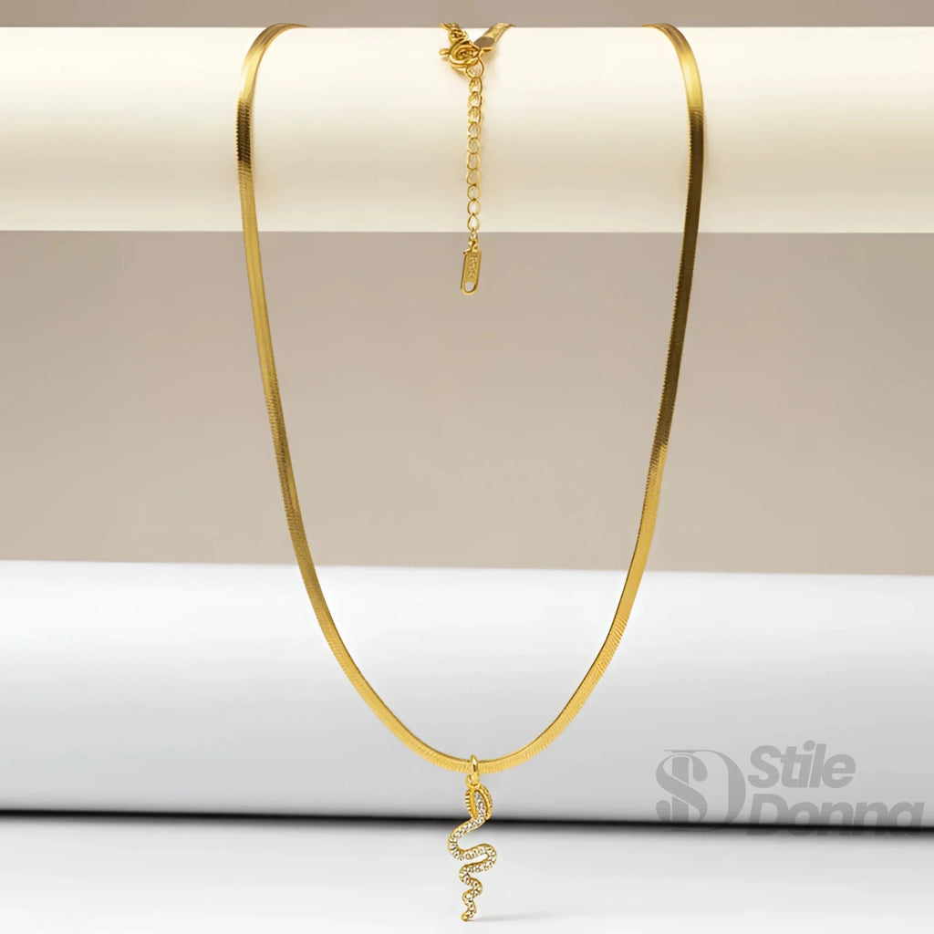 Collana Minimalista con Ciondolo Serpente in Cristallo Argento - Stile Donna Bags