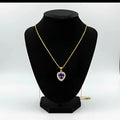Collana con Aureola e Cuore Viola in Metallo Dorato - Stile Donna Bags