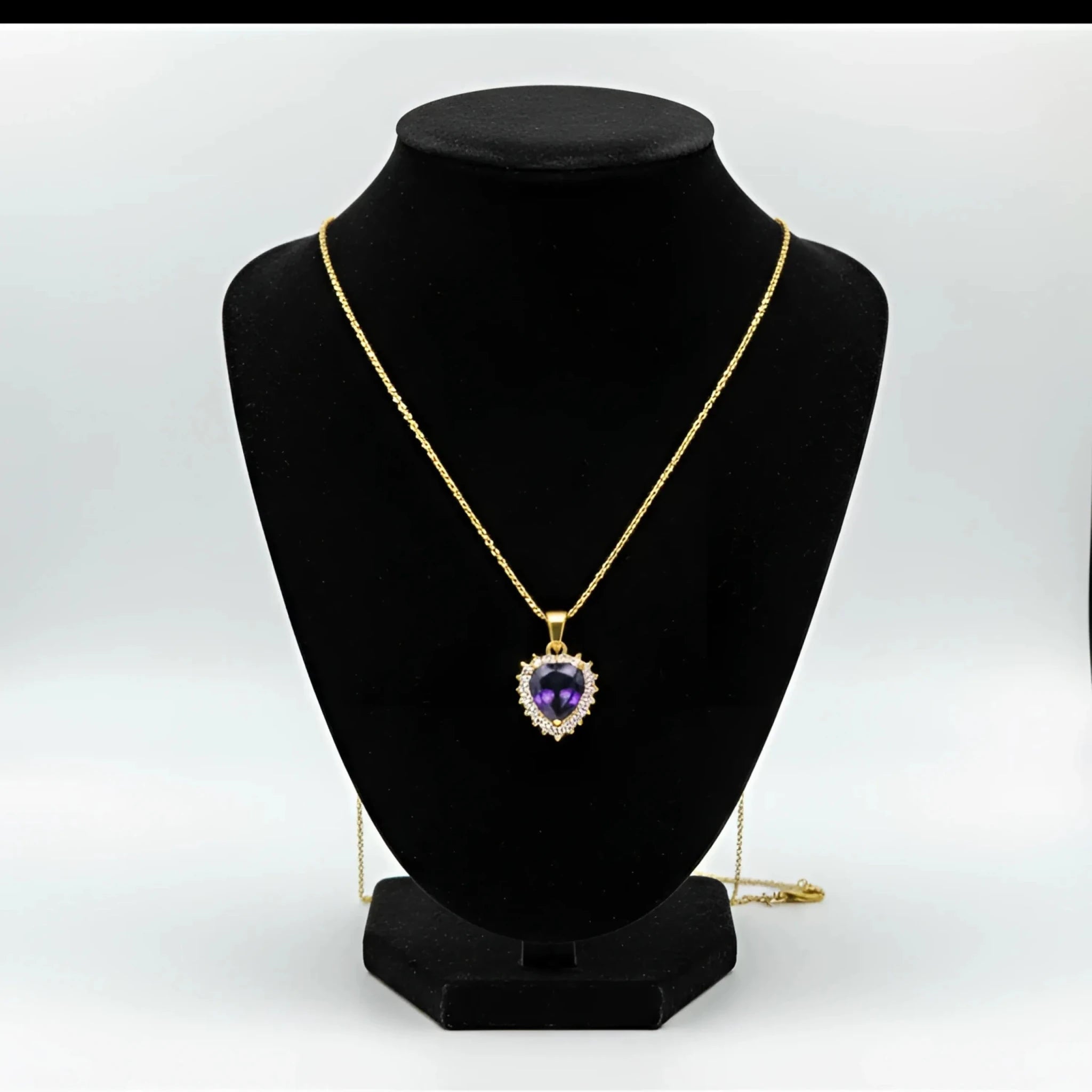 Collana con Aureola e Cuore Viola in Metallo Dorato - Stile Donna Bags