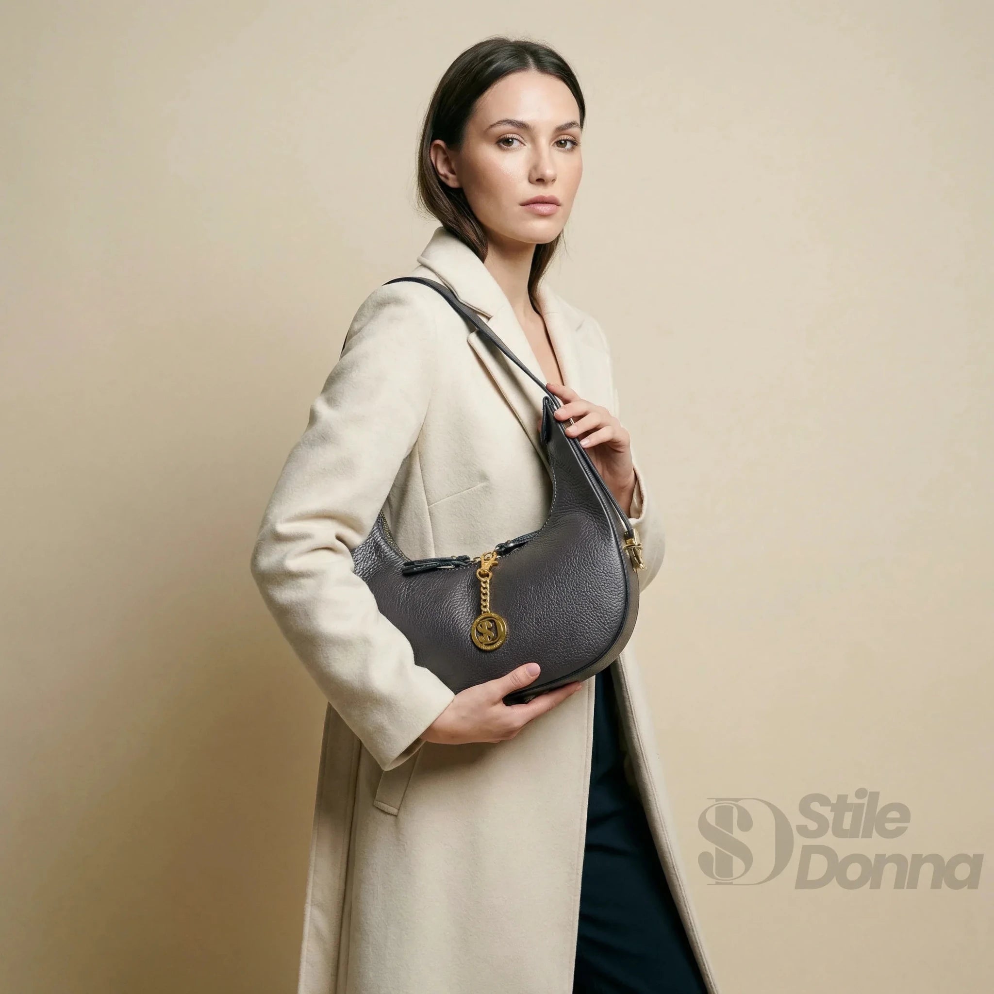 Elite Borsa Hobo in Vera Pelle Prodotta in Italia - Stile Donna Bags