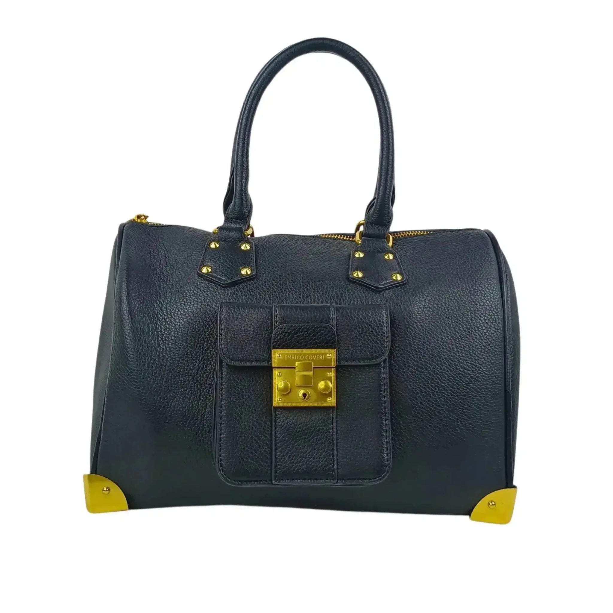 Enrico Coveri Borsa Dottore in Ecopelle Nera con Tracolla Removibile - Stile Donna Bags