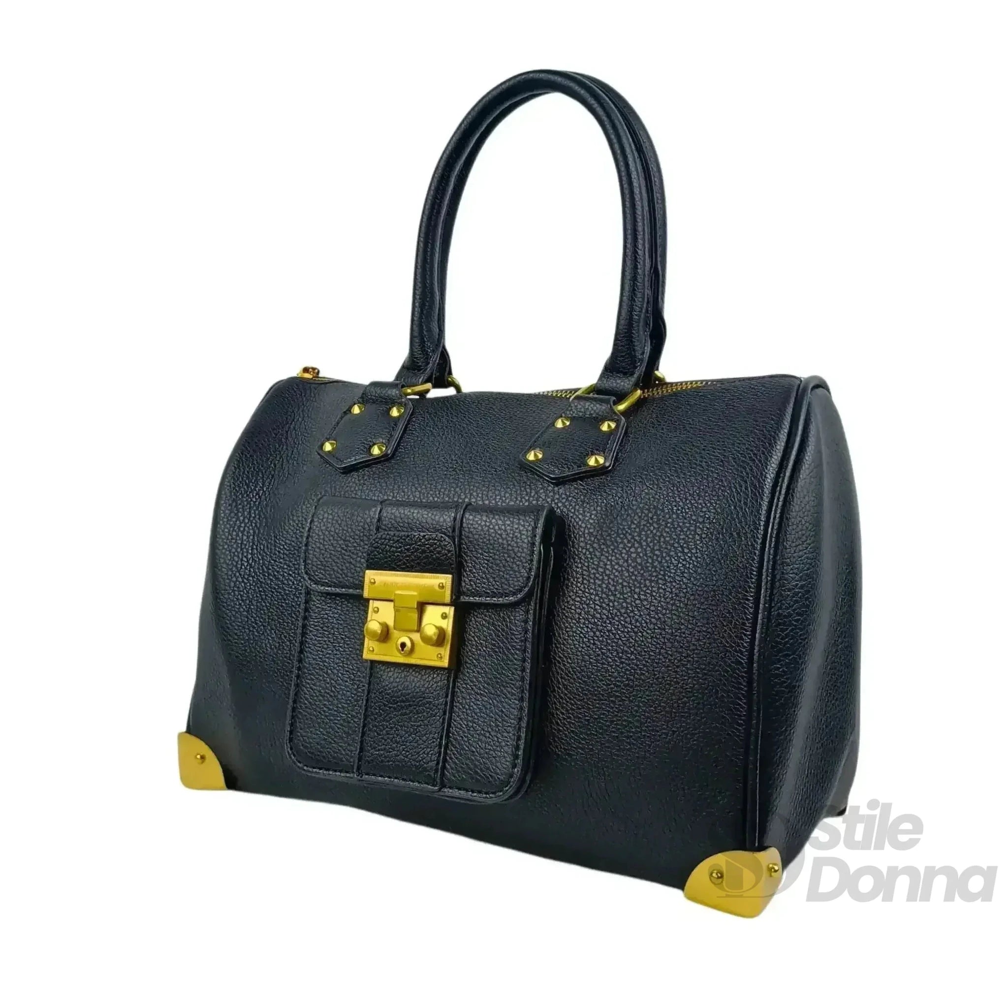 Enrico Coveri Borsa Dottore in Ecopelle Nera con Tracolla Removibile - Stile Donna Bags