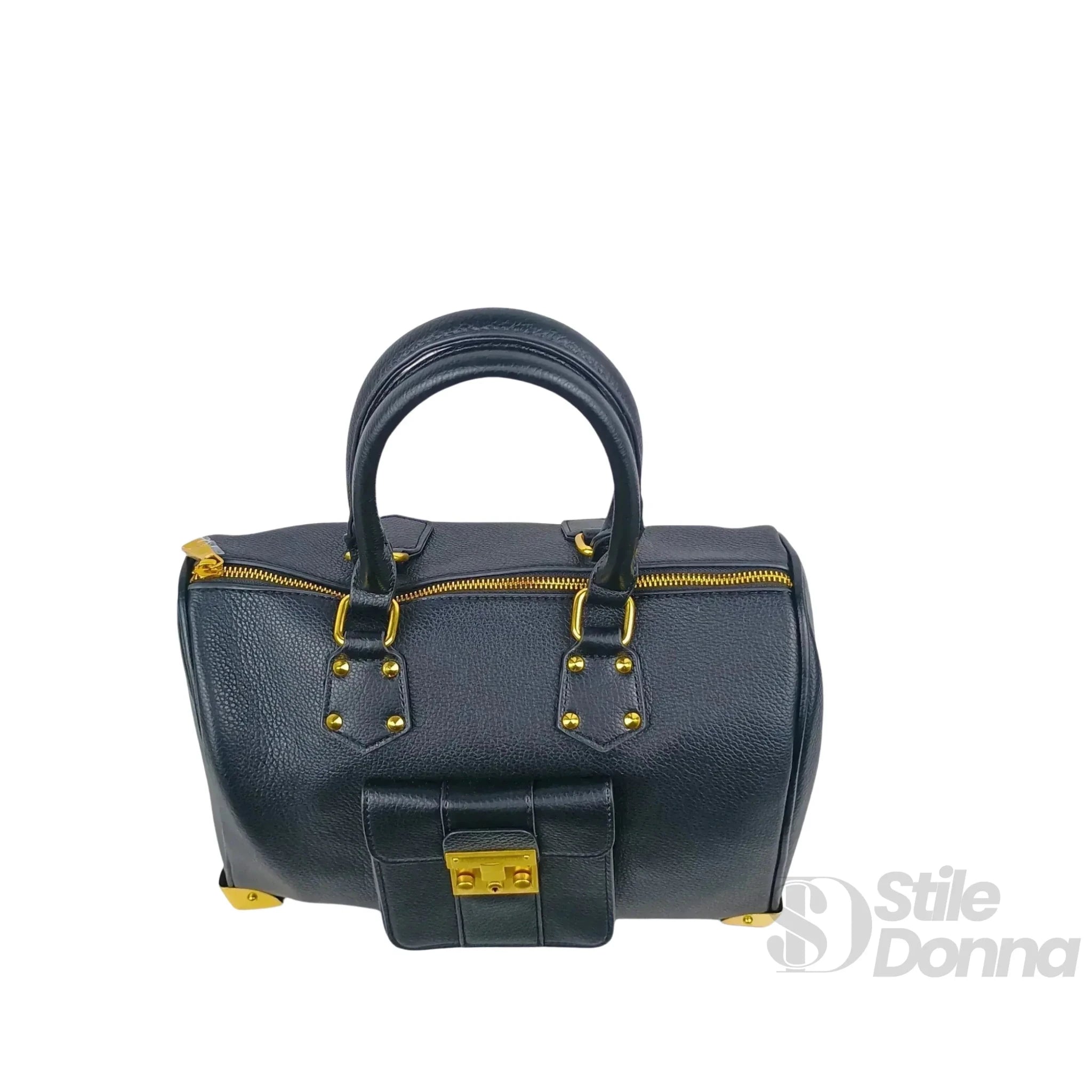 Enrico Coveri Borsa Dottore in Ecopelle Nera con Tracolla Removibile - Stile Donna Bags
