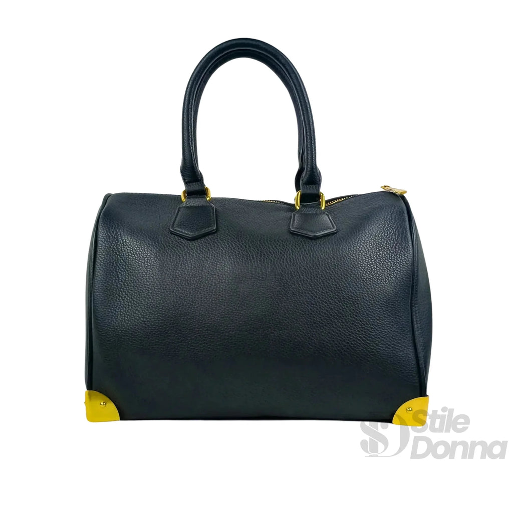Enrico Coveri Borsa Dottore in Ecopelle Nera con Tracolla Removibile - Stile Donna Bags