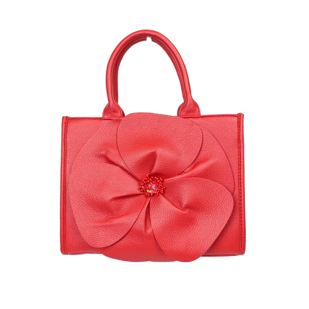 Enrico Coveri Borsa a Mano in Ecopelle Rossa con Ricamo Floreale - Stile Donna Bags