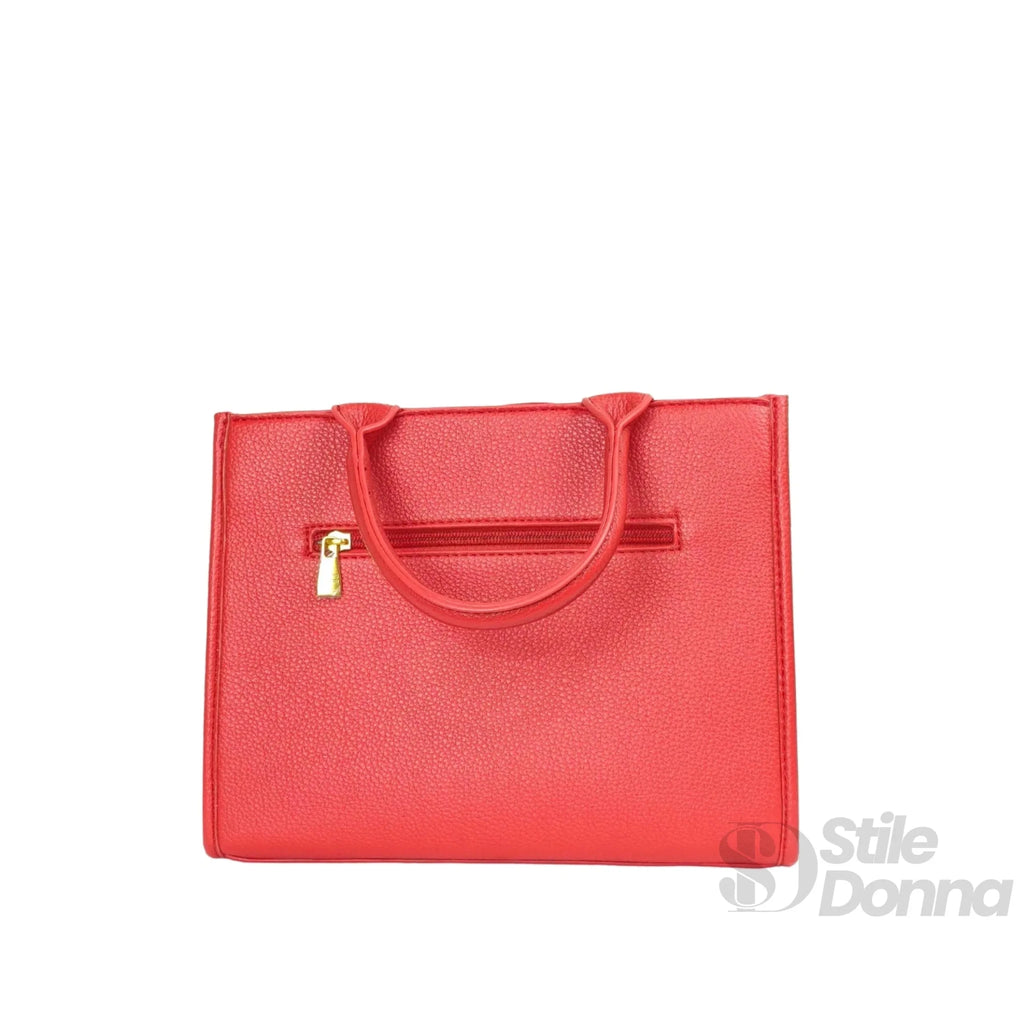Enrico Coveri Borsa a Mano in Ecopelle Rossa con Ricamo Floreale - Stile Donna Bags