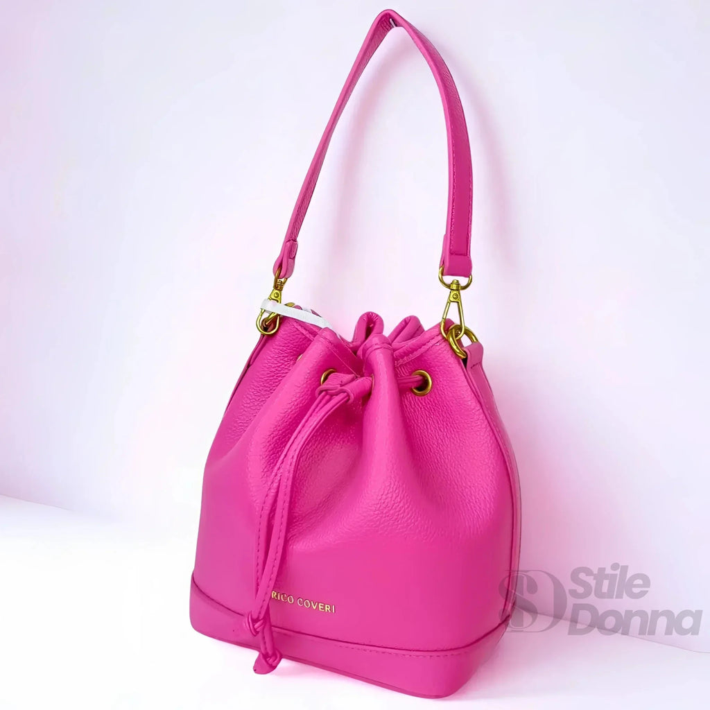 Enrico Coveri Borsa a Secchiello in Ecopelle Rosa e Nero - Stile Donna Bags