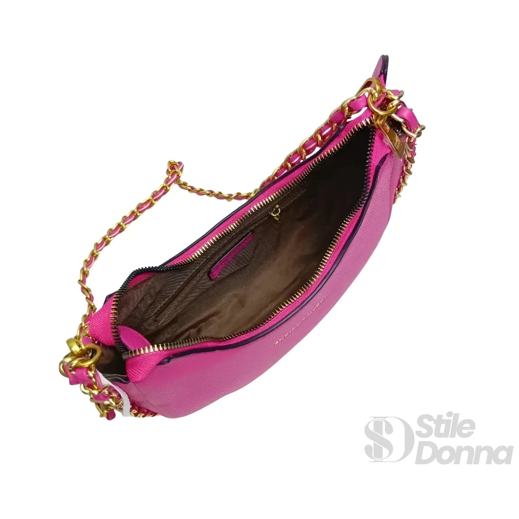 Enrico Coveri Borsa a Spalla Rosa con Tracolla a Catena Dorata - Stile Donna Bags