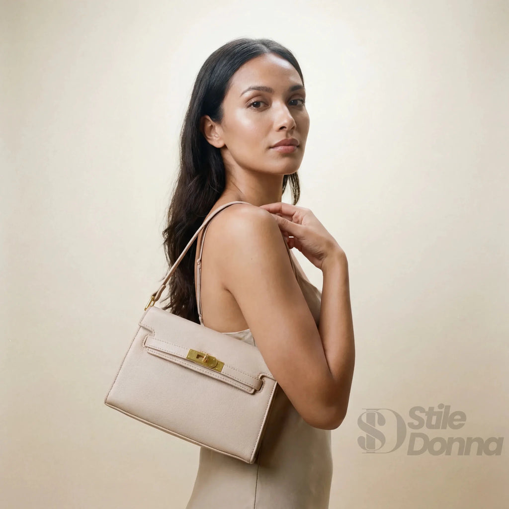 Enrico Coveri Borsa a Tracolla in Ecopelle con Lucchetto Oro - Stile Donna Bags