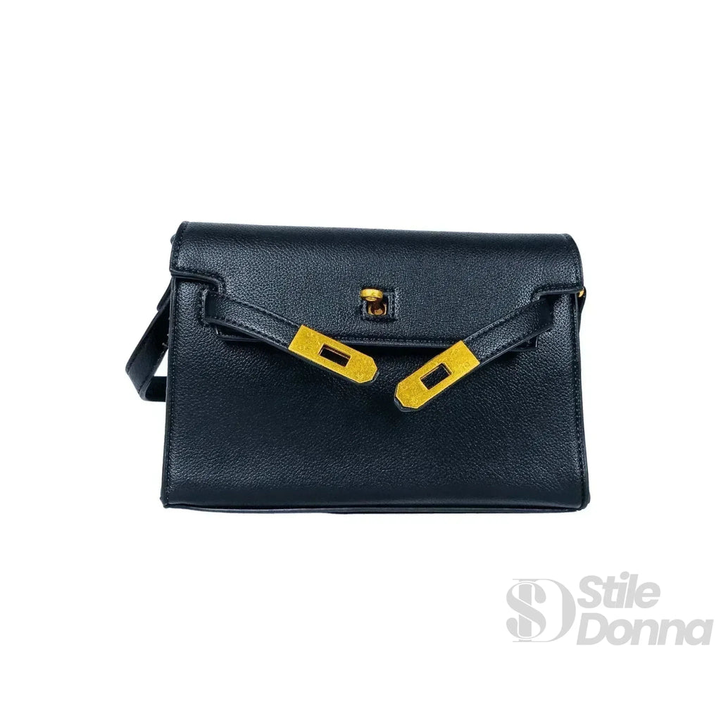 Enrico Coveri Borsa a Tracolla in Ecopelle con Lucchetto Oro - Stile Donna Bags