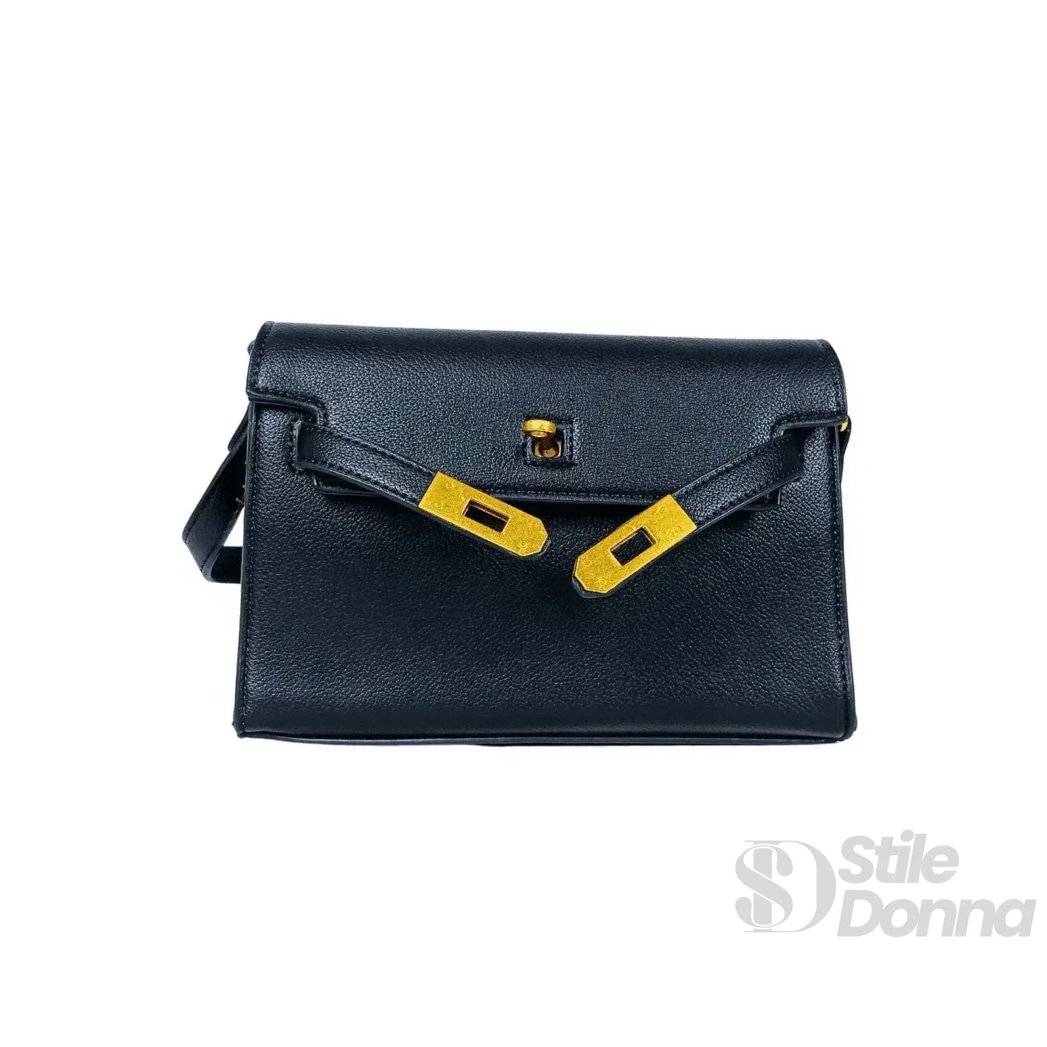 Enrico Coveri Borsa a Tracolla in Ecopelle con Lucchetto Oro - Stile Donna Bags