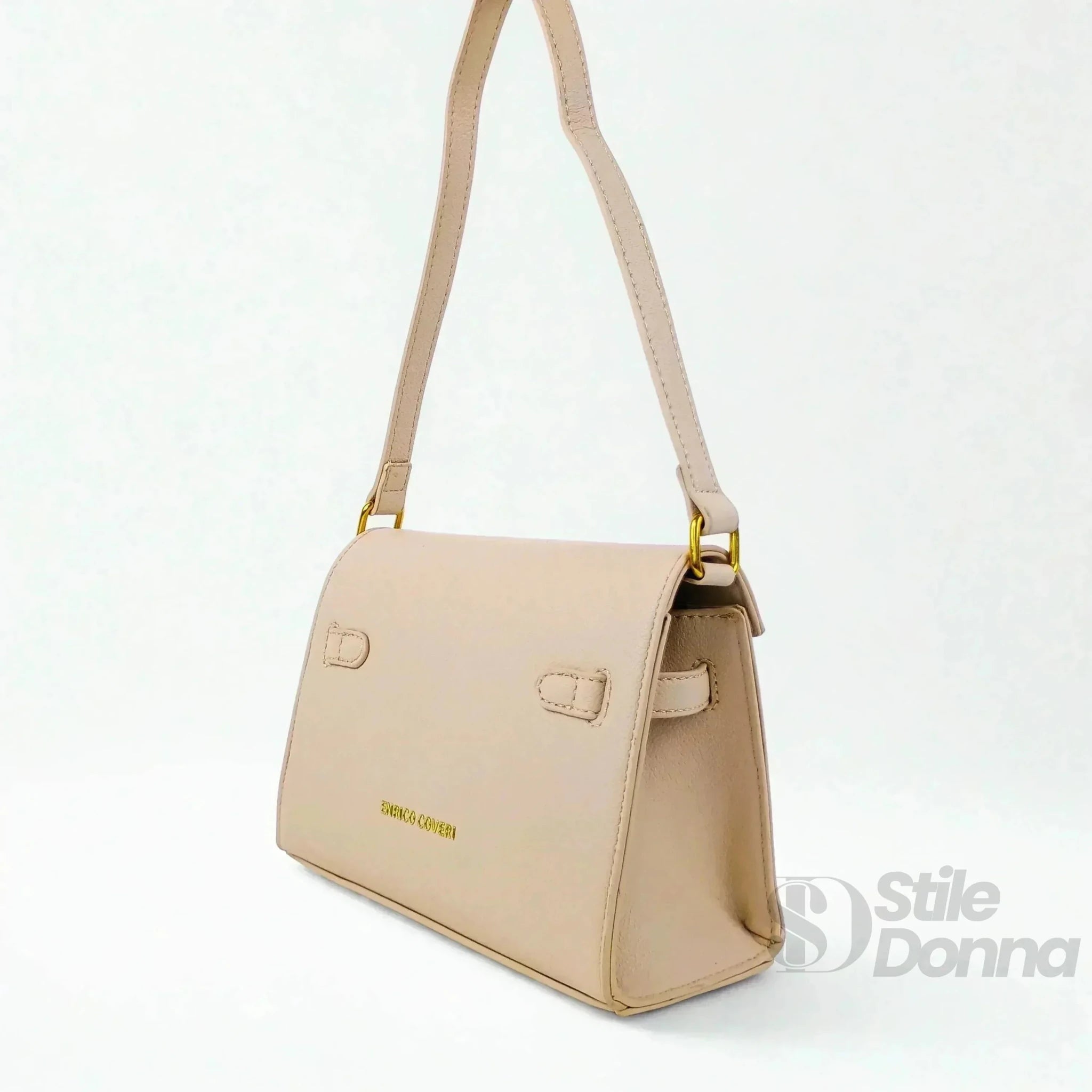 Enrico Coveri Borsa a Tracolla in Ecopelle con Lucchetto Oro - Stile Donna Bags