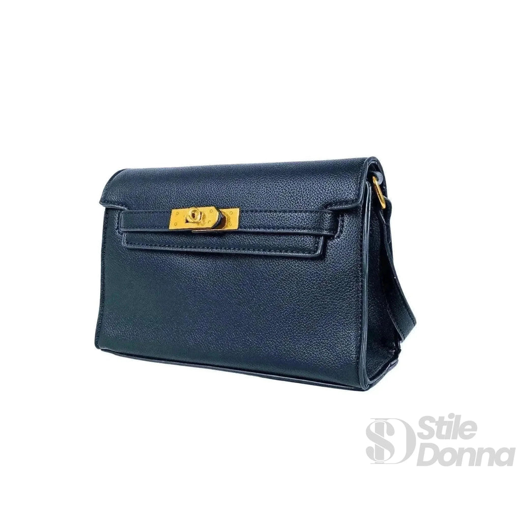 Enrico Coveri Borsa a Tracolla in Ecopelle con Lucchetto Oro - Stile Donna Bags