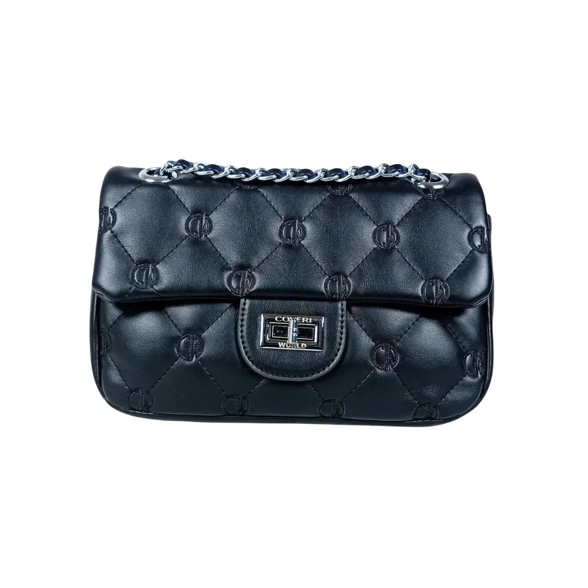 Enrico Coveri Borsa in Ecopelle con Tracolla a Catena Argento - Stile Donna Bags