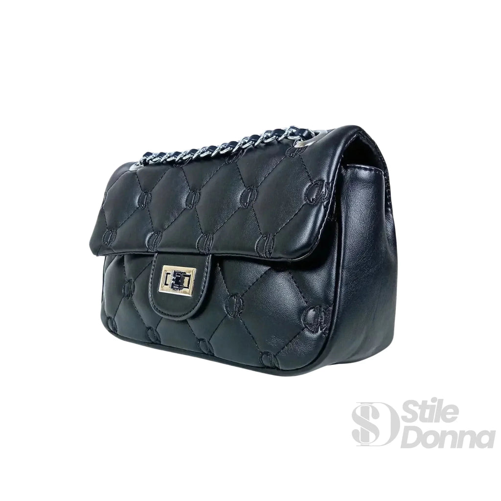 Enrico Coveri Borsa in Ecopelle con Tracolla a Catena Argento - Stile Donna Bags