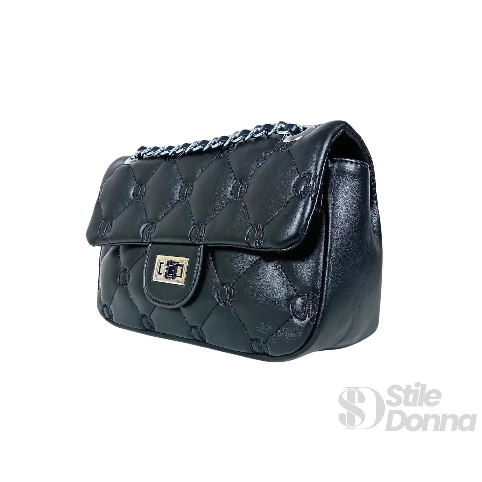 Enrico Coveri Borsa in Ecopelle con Tracolla a Catena Argento - Stile Donna Bags