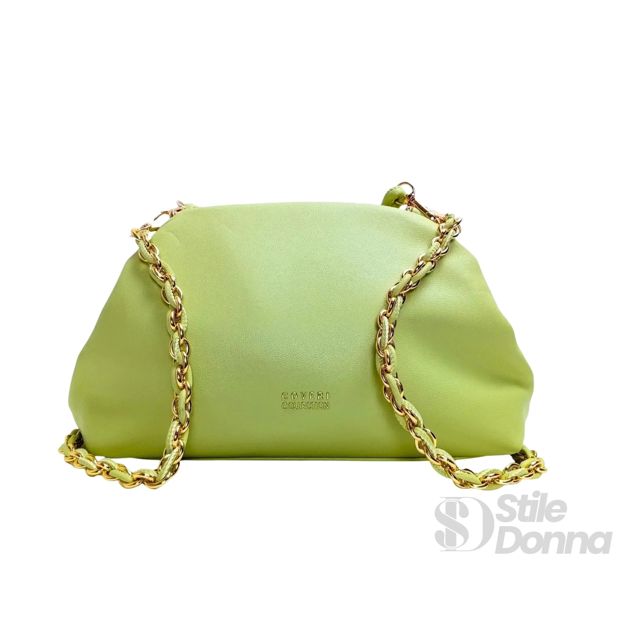 Enrico Coveri Clutch in Ecopelle Verde Lime Morbida per Cerimonie - Stile Donna Bags