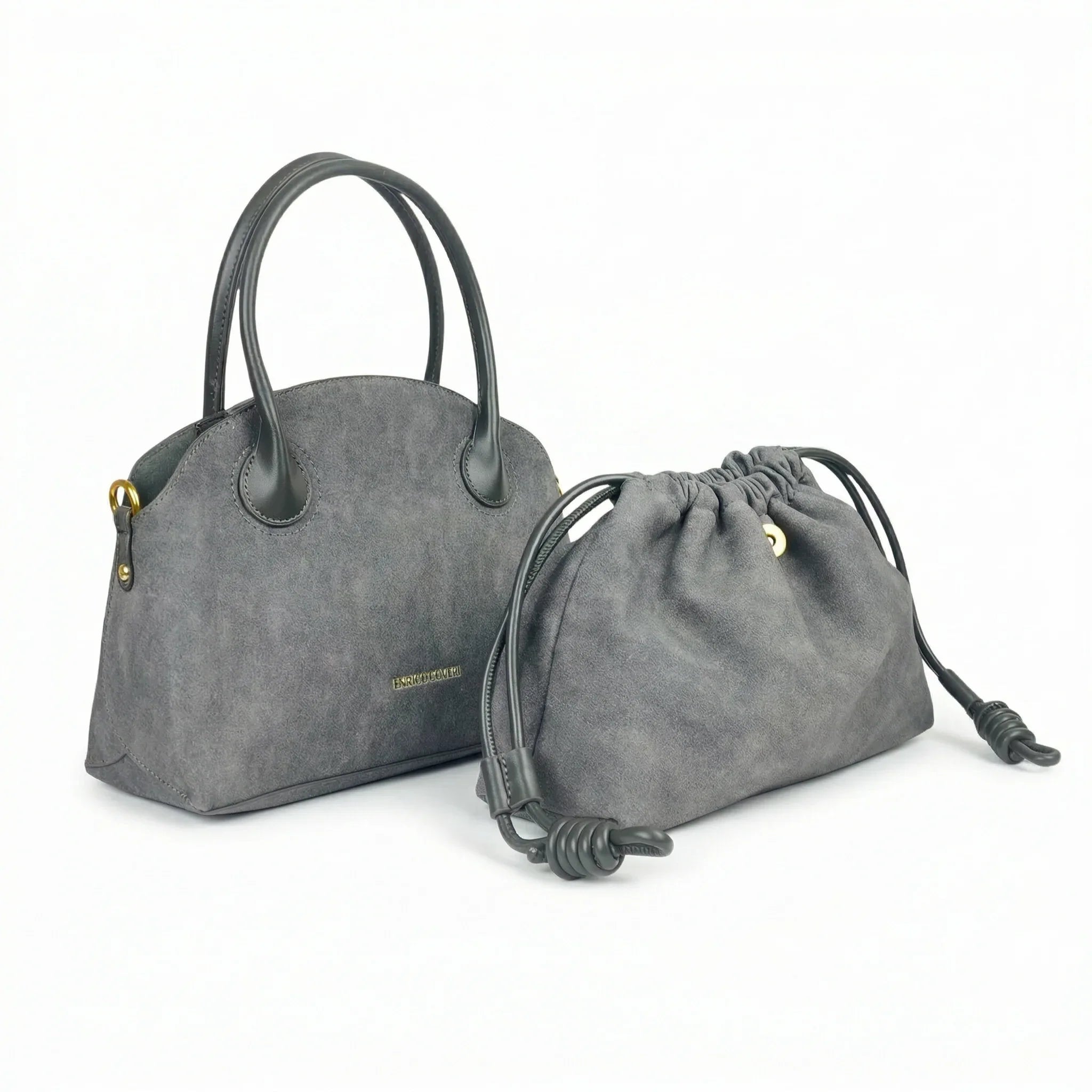 Enrico Coveri Set Borse in Ecopelle Effetto Suede - Stile Donna Bags