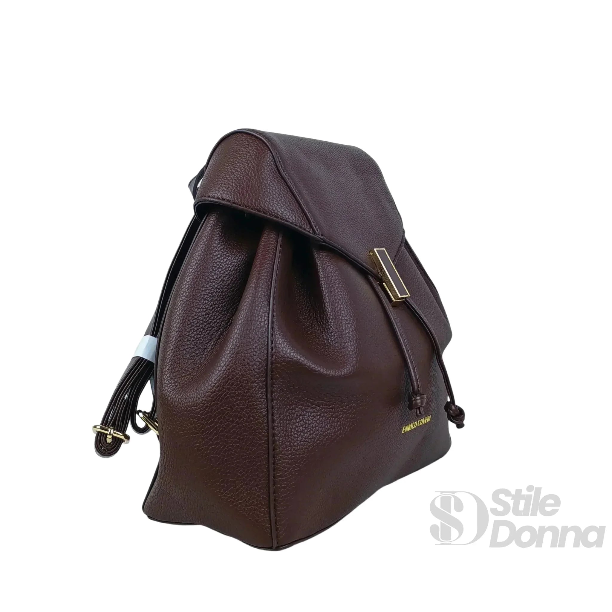 Enrico Coveri Zaino in Ecopelle Marrone con Finiture Dorate - Stile Donna Bags