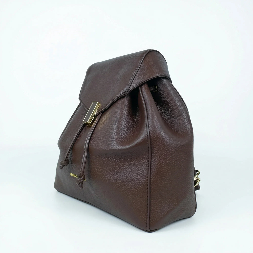 Enrico Coveri Zaino in Ecopelle Marrone con Finiture Dorate - Stile Donna Bags