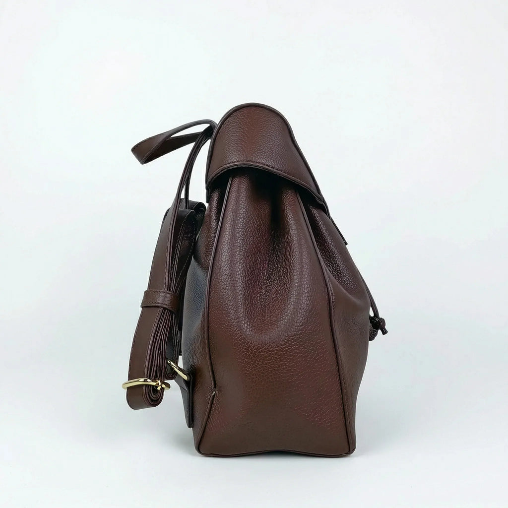 Enrico Coveri Zaino in Ecopelle Marrone con Finiture Dorate - Stile Donna Bags