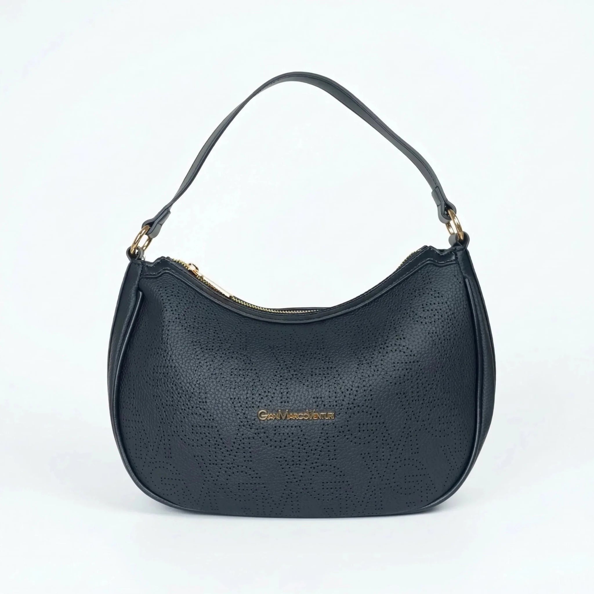 Gianmarco Venturi Borsa Hobo in Ecopelle con Finiture Dorate - Stile Donna Bags