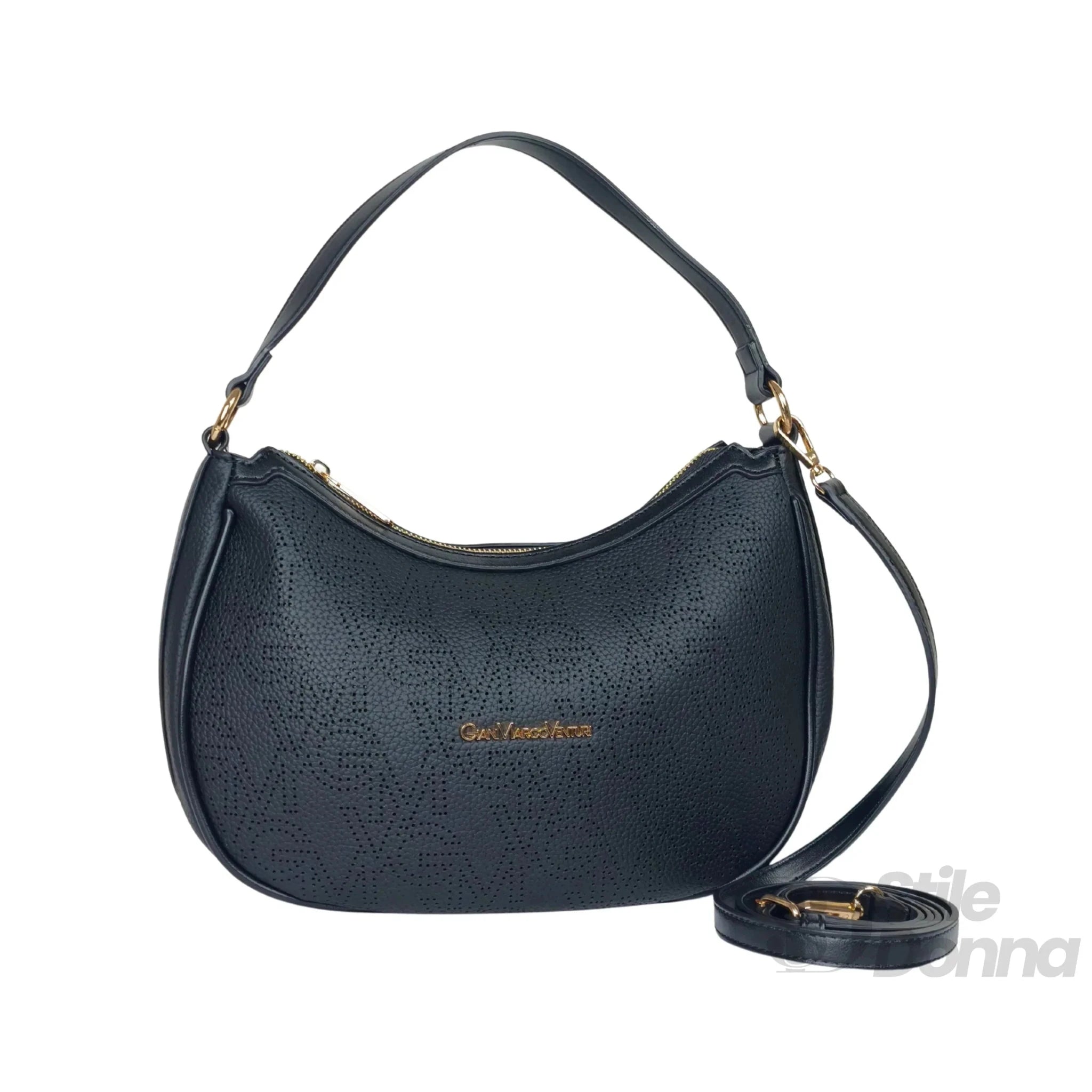 Gianmarco Venturi Borsa Hobo in Ecopelle con Finiture Dorate - Stile Donna Bags